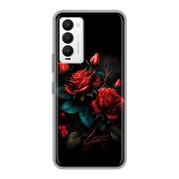 Силиконовый противоударный чехол на Tecno Camon 18 с принтом Розы красные Силиконовый противоударный чехол на Tecno Camon 18 с принтом Розы красные