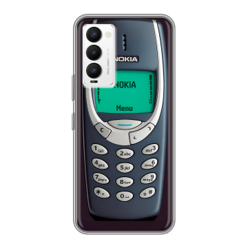 Силиконовый противоударный чехол на Tecno Camon 18 с принтом Старый телефон Силиконовый противоударный чехол на Tecno Camon 18 с принтом Старый телефон
