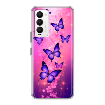 Силиконовый противоударный чехол на Tecno Camon 18 с принтом Бабочки