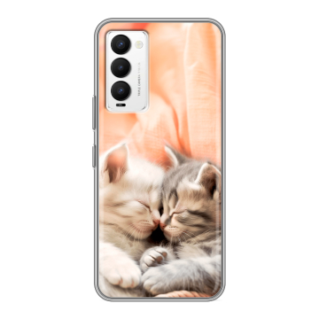 Силиконовый противоударный чехол на Tecno Camon 18 с принтом Котята