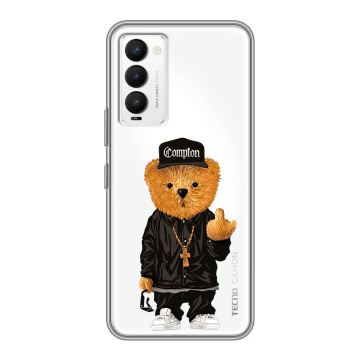 Силиконовый противоударный чехол на Tecno Camon 18 с принтом Мишка