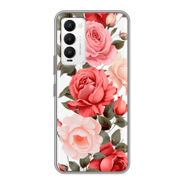 Силиконовый противоударный чехол на Tecno Camon 18 с принтом Розы