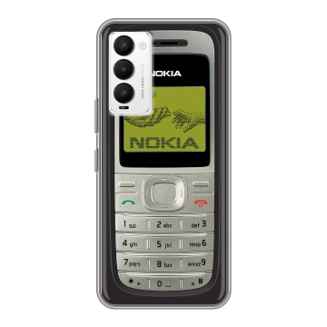 Силиконовый противоударный чехол на Tecno Camon 18 с принтом Ретро Нокия