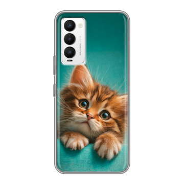 Силиконовый противоударный чехол на Tecno Camon 18 с принтом котенок Силиконовый противоударный чехол на Tecno Camon 18 с принтом котенок