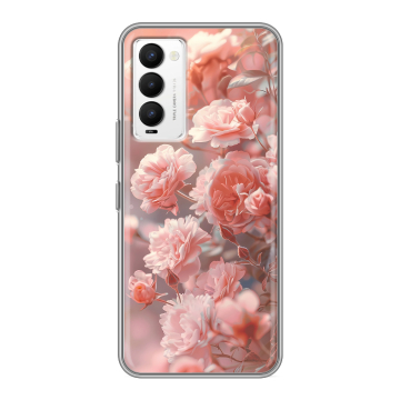Силиконовый противоударный чехол на Tecno Camon 18 с принтом Розовые розы