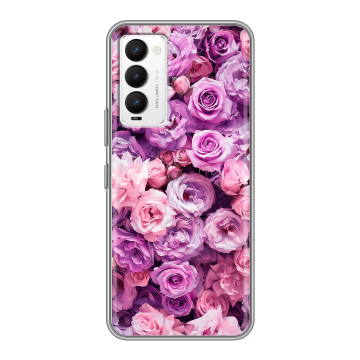 Силиконовый противоударный чехол на Tecno Camon 18 с принтом лавандовые розы Силиконовый противоударный чехол на Tecno Camon 18 с принтом лавандовые розы
