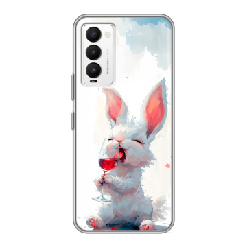 Силиконовый противоударный чехол на Tecno Camon 18 с принтом кролик зайчик