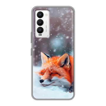 Силиконовый противоударный чехол на Tecno Camon 18 с принтом лиса