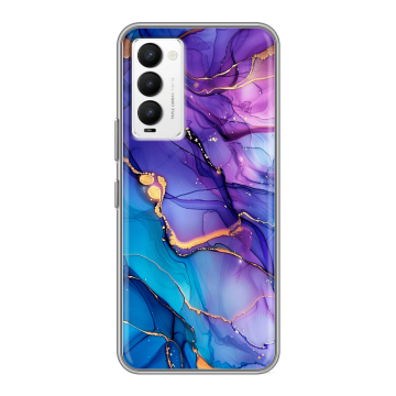 Силиконовый противоударный чехол на Tecno Camon 18 с принтом синий мрамор