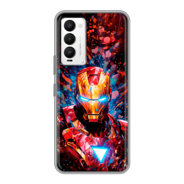 Силиконовый противоударный чехол на Tecno Camon 18 с принтом Железный человек Ironman
