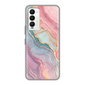 Силиконовый противоударный чехол на Tecno Camon 18 с принтом розовый мрамор Силиконовый противоударный чехол на Tecno Camon 18 с принтом розовый мрамор