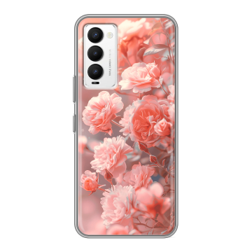 Силиконовый противоударный чехол на Tecno Camon 18 с принтом Розы цветы