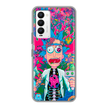 Силиконовый противоударный чехол на Tecno Camon 18 с принтом Рик и Морти Rick Morty