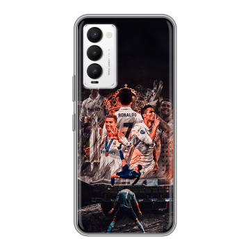 Силиконовый противоударный чехол на Tecno Camon 18 с принтом Реал Роналдо Real Ronaldo