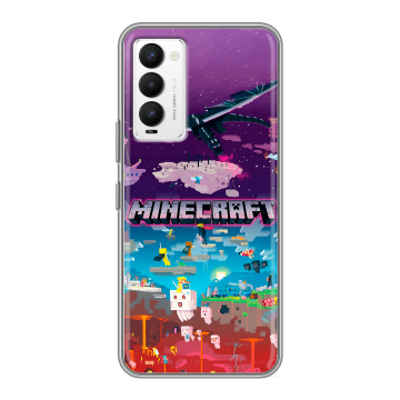 Силиконовый противоударный чехол на Tecno Camon 18 с принтом Майнкрафт Minecraft