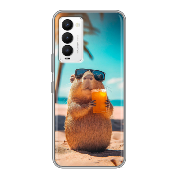 Силиконовый противоударный чехол на Tecno Camon 18 с принтом Капибара