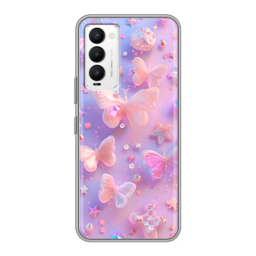 Силиконовый противоударный чехол на Tecno Camon 18 с принтом Бабочки