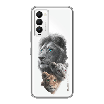 Силиконовый противоударный чехол на Tecno Camon 18 с принтом Львы Силиконовый противоударный чехол на Tecno Camon 18 с принтом Львы