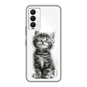 Силиконовый противоударный чехол на Tecno Camon 18 с принтом Котенок