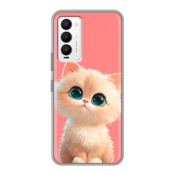 Силиконовый противоударный чехол на Tecno Camon 18 с принтом Розовый котенок Силиконовый противоударный чехол на Tecno Camon 18 с принтом Розовый котенок