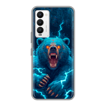 Силиконовый противоударный чехол на Tecno Camon 18 с принтом Медведь Силиконовый противоударный чехол на Tecno Camon 18 с принтом Медведь