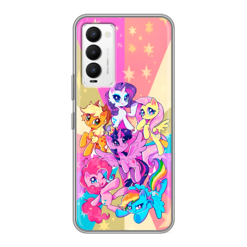Силиконовый противоударный чехол на Tecno Camon 18 с принтом My little pony Дружба чудо Силиконовый противоударный чехол на Tecno Camon 18 с принтом My little pony Дружба чудо