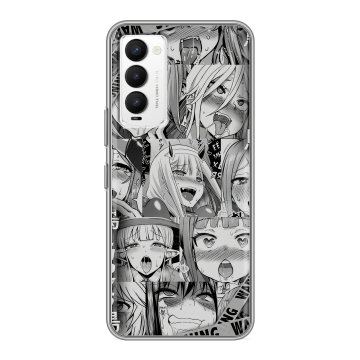 Силиконовый противоударный чехол на Tecno Camon 18 с принтом Ahegao Ахегао Аниме Силиконовый противоударный чехол на Tecno Camon 18 с принтом Ahegao Ахегао Аниме