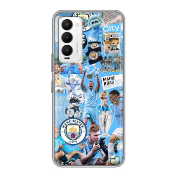 Силиконовый противоударный чехол на Tecno Camon 18 с принтом Man City Манчестер Сити Силиконовый противоударный чехол на Tecno Camon 18 с принтом Man City Манчестер Сити