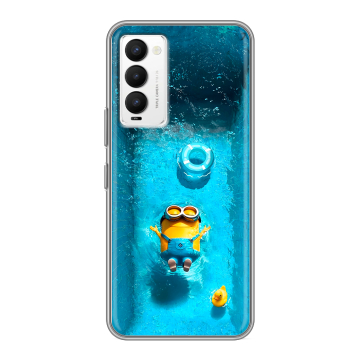Силиконовый противоударный чехол на Tecno Camon 18 с принтом Миньоны Силиконовый противоударный чехол на Tecno Camon 18 с принтом Миньоны