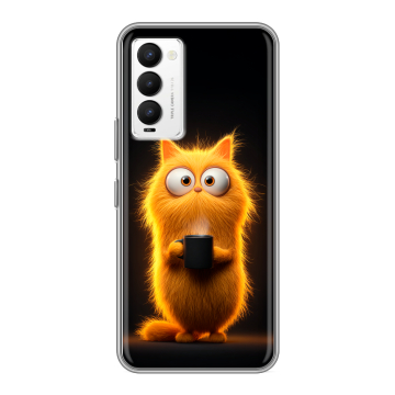 Силиконовый противоударный чехол на Tecno Camon 18 с принтом Смешной кот