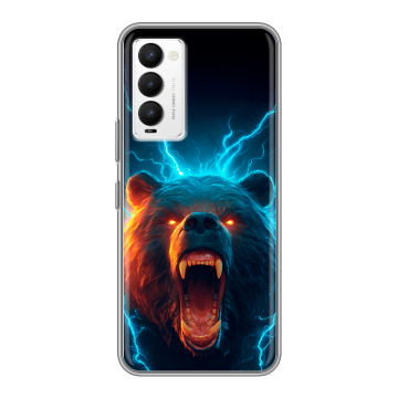 Силиконовый противоударный чехол на Tecno Camon 18 с принтом Медведь Силиконовый противоударный чехол на Tecno Camon 18 с принтом Медведь