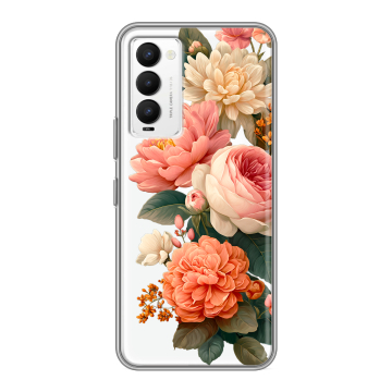Силиконовый противоударный чехол на Tecno Camon 18 с принтом цветы Силиконовый противоударный чехол на Tecno Camon 18 с принтом цветы