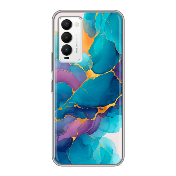 Силиконовый противоударный чехол на Tecno Camon 18 с принтом Мрамор блестки Силиконовый противоударный чехол на Tecno Camon 18 с принтом Мрамор блестки