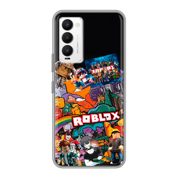 Силиконовый противоударный чехол на Tecno Camon 18 с принтом Roblox Роблокс Силиконовый противоударный чехол на Tecno Camon 18 с принтом Roblox Роблокс