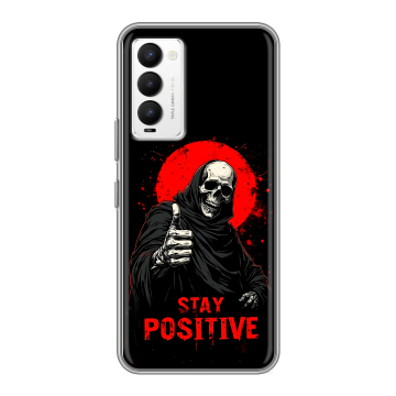 Силиконовый противоударный чехол на Tecno Camon 18 с принтом смешной скелет Силиконовый противоударный чехол на Tecno Camon 18 с принтом смешной скелет