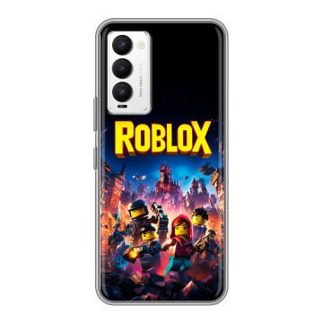 Силиконовый противоударный чехол на Tecno Camon 18 с принтом Roblox Роблокс