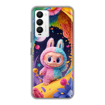 Силиконовый противоударный чехол на Tecno Camon 18 с принтом Labubu Лабубу