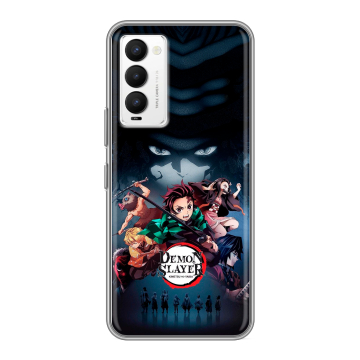 Силиконовый противоударный чехол на Tecno Camon 18 с принтом Demon Slayer Клинок рассекающий демонов