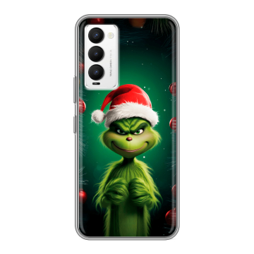 Силиконовый противоударный чехол на Tecno Camon 18 с принтом Гринч Новый год Рождество Силиконовый противоударный чехол на Tecno Camon 18 с принтом Гринч Новый год Рождество