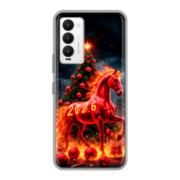 Силиконовый противоударный чехол на Tecno Camon 18 с принтом Новый год Силиконовый противоударный чехол на Tecno Camon 18 с принтом Новый год
