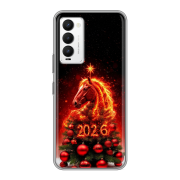 Силиконовый противоударный чехол на Tecno Camon 18 с принтом Новый год Силиконовый противоударный чехол на Tecno Camon 18 с принтом Новый год