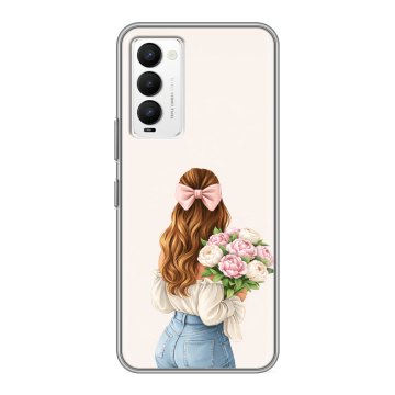 Силиконовый противоударный чехол на Tecno Camon 18 с принтом женский