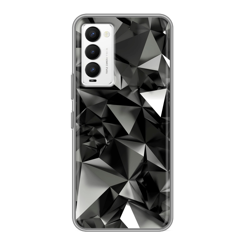 Силиконовый противоударный чехол на Tecno Camon 18 с принтом Черные кристаллы Силиконовый противоударный чехол на Tecno Camon 18 с принтом Черные кристаллы