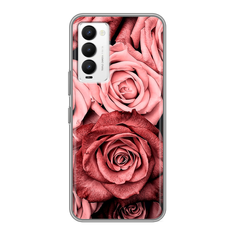 Силиконовый противоударный чехол на Tecno Camon 18 с принтом Цветы розы Силиконовый противоударный чехол на Tecno Camon 18 с принтом Цветы розы