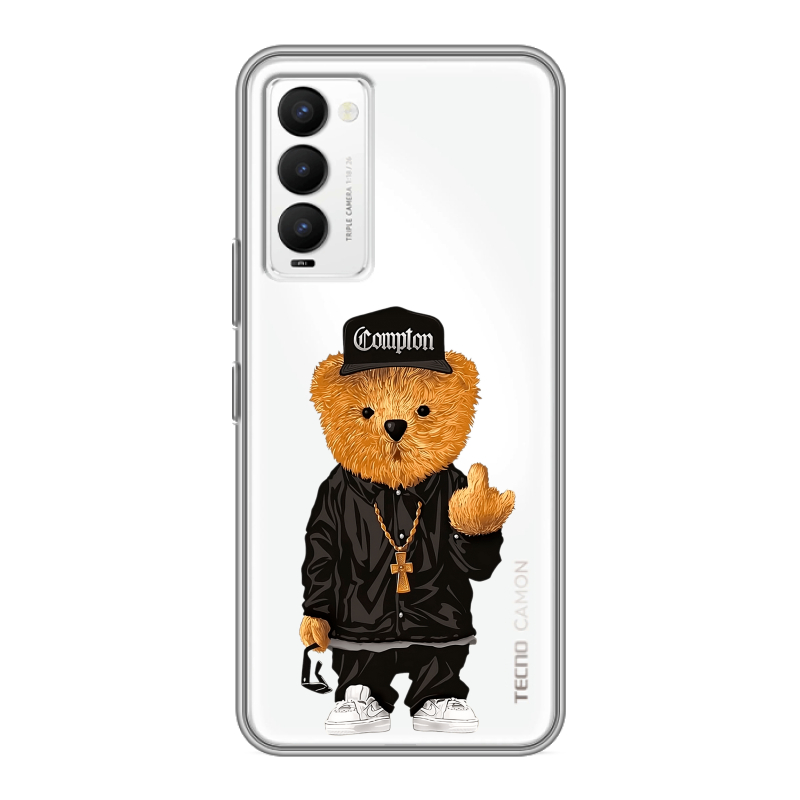 Силиконовый противоударный чехол на Tecno Camon 18 с принтом Плюшевый медведь Силиконовый противоударный чехол на Tecno Camon 18 с принтом Плюшевый медведь