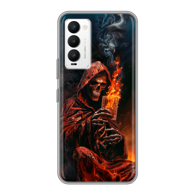 Силиконовый противоударный чехол на Tecno Camon 18 с принтом Скелет и карты Силиконовый противоударный чехол на Tecno Camon 18 с принтом Скелет и карты