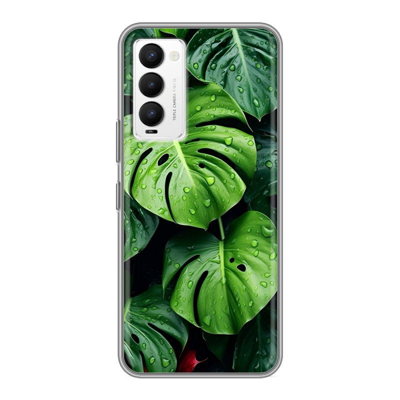 Силиконовый противоударный чехол на Tecno Camon 18 с принтом Листья Силиконовый противоударный чехол на Tecno Camon 18 с принтом Листья