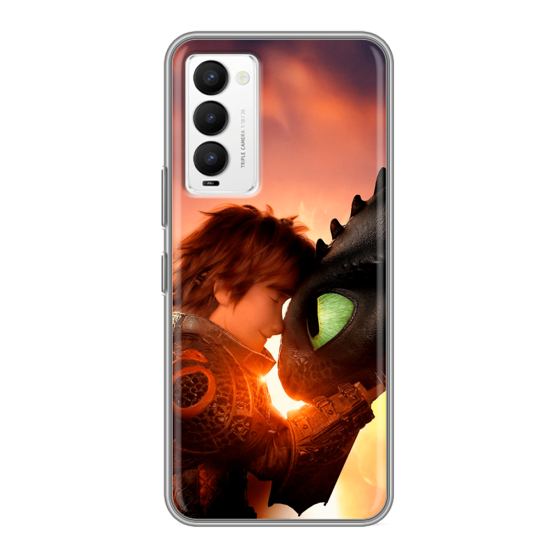 Силиконовый противоударный чехол на Tecno Camon 18 с принтом Как приручить дракона Силиконовый противоударный чехол на Tecno Camon 18 с принтом Как приручить дракона