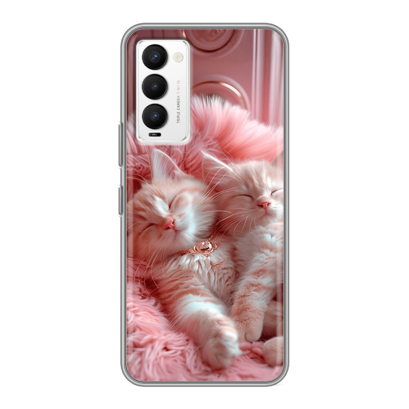 Силиконовый противоударный чехол на Tecno Camon 18 с принтом котята котики Силиконовый противоударный чехол на Tecno Camon 18 с принтом котята котики