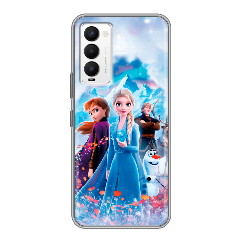 Силиконовый противоударный чехол на Tecno Camon 18 с принтом Холодное сердце Frozen Силиконовый противоударный чехол на Tecno Camon 18 с принтом Холодное сердце Frozen